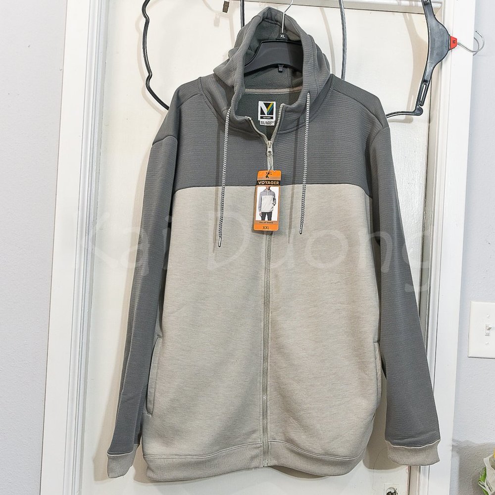 GRAY Voyager Men's Full‎ Zip Fleece Hoodie